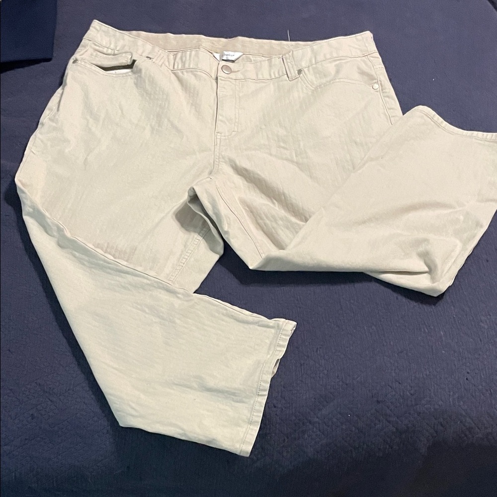 CJ Banks Women's Straight Leg Pants in Light Tan
